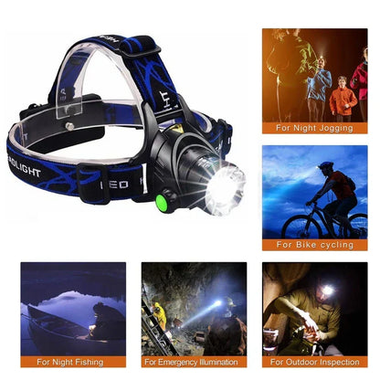 Rechargeable LED Headlamp Waterproof Zoom Outdoor Light