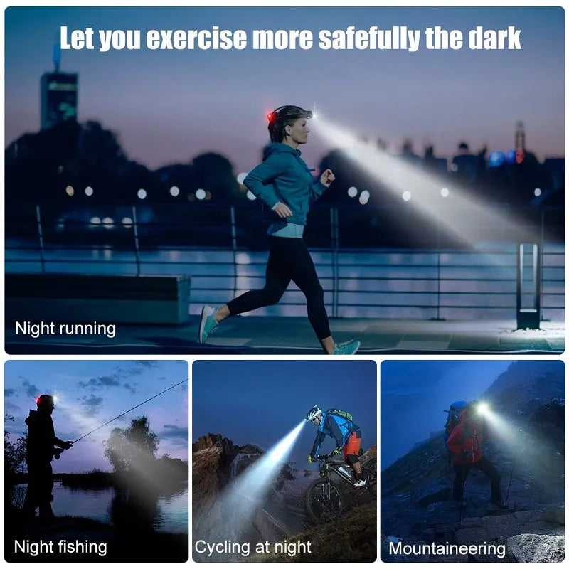 Rechargeable LED Headlamp Waterproof Zoom Outdoor Light