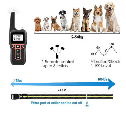 Genopladeligt vandtæt hundetræningshalsbånd 1000m rækkevidde