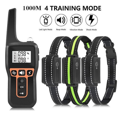 Genopladeligt vandtæt hundetræningshalsbånd 1000m rækkevidde
