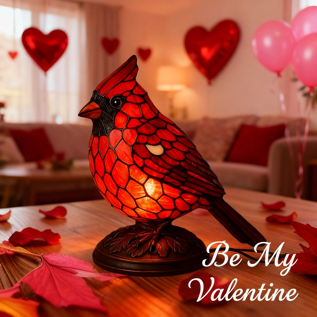 Tafellamp met rode kardinaalvogel, werkt op USB, decoratieve sfeerlamp