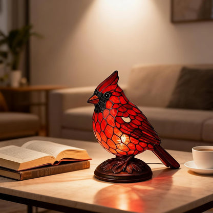 Tafellamp met rode kardinaalvogel, werkt op USB, decoratieve sfeerlamp