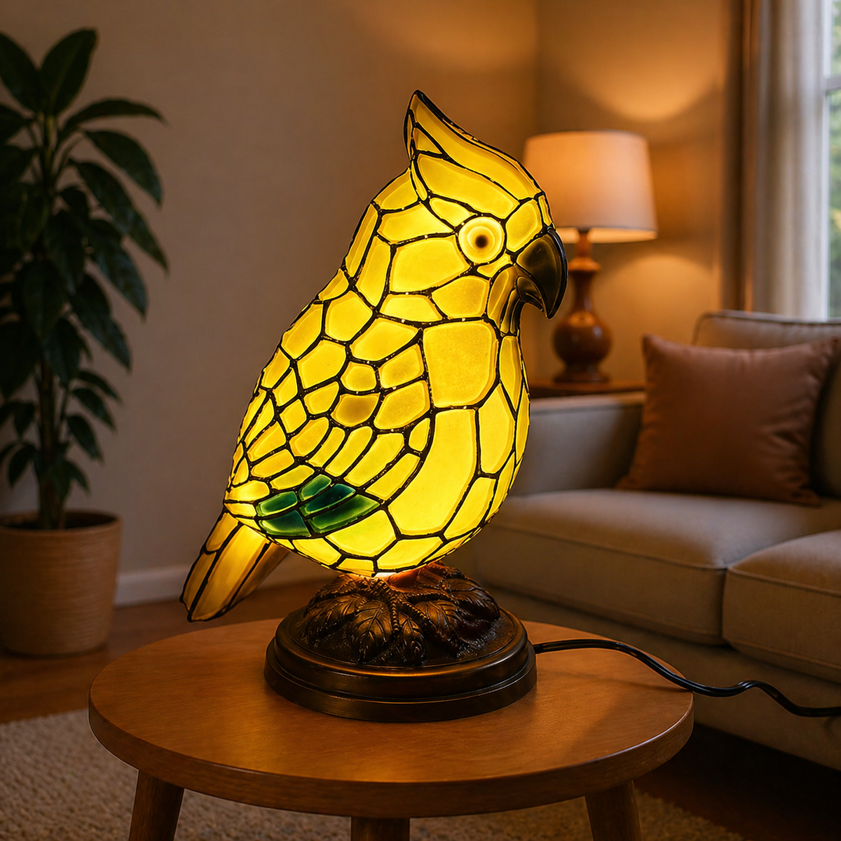 Tafellamp met rode kardinaalvogel, werkt op USB, decoratieve sfeerlamp