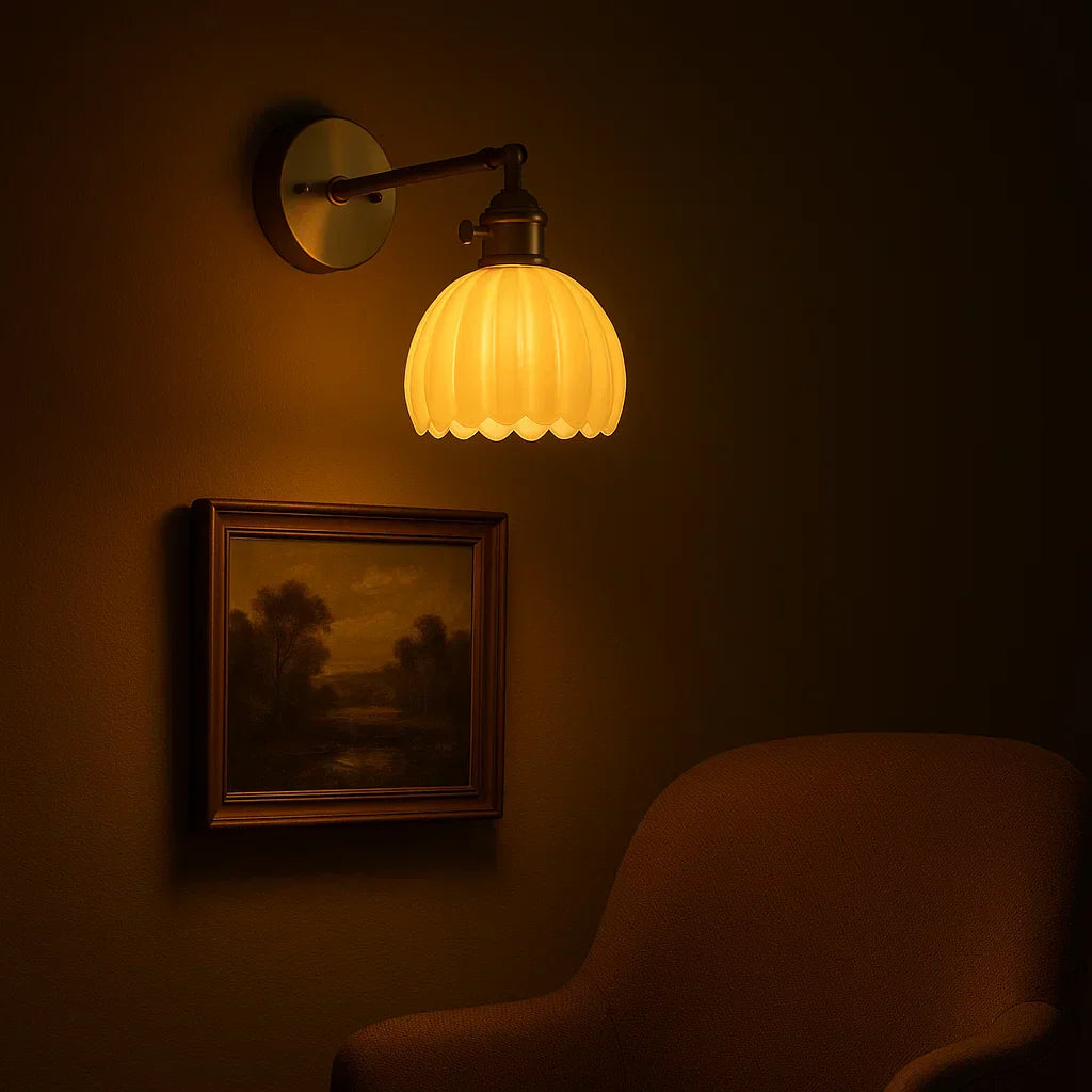 Retro væglampe med glas tulipan skærm vintage væglampe