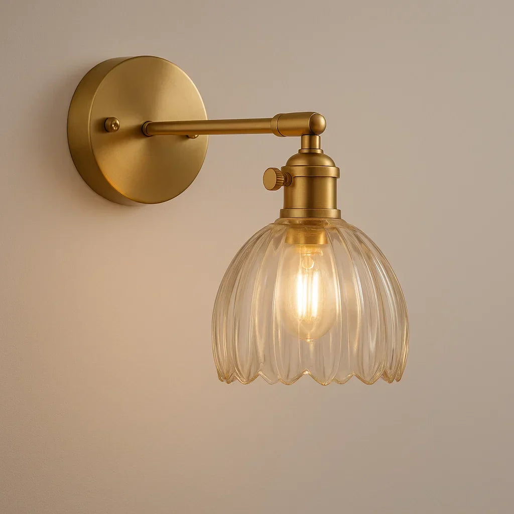 Retro væglampe med glas tulipan skærm vintage væglampe