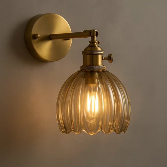 Retro wandlamp glazen tulpenkap vintage wandlamp