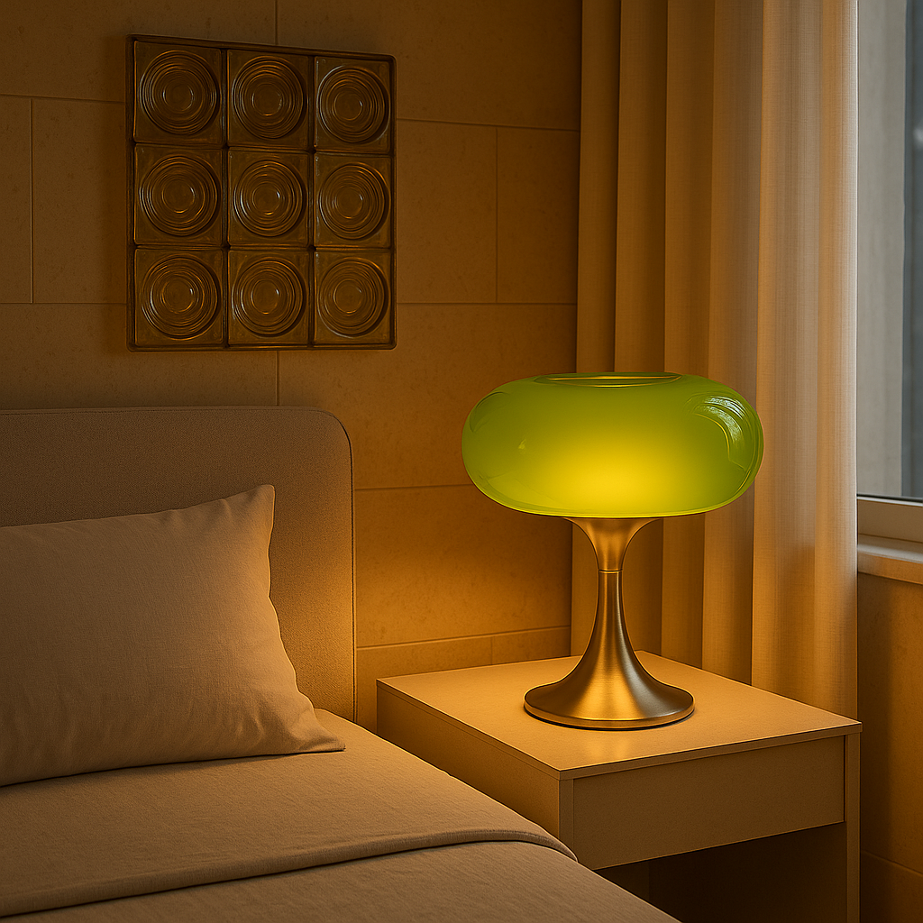 Lampa stołowa RetroGlow Bauhaus ze szkła, ciepłe oświetlenie ambientowe  