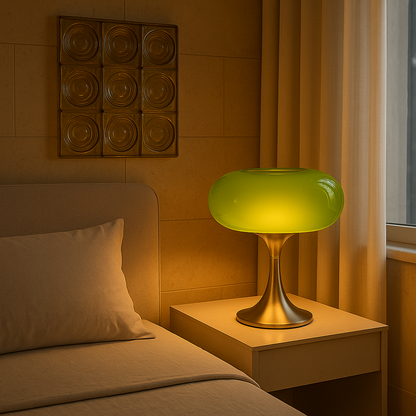 Lampa stołowa RetroGlow Bauhaus ze szkła, ciepłe oświetlenie ambientowe  