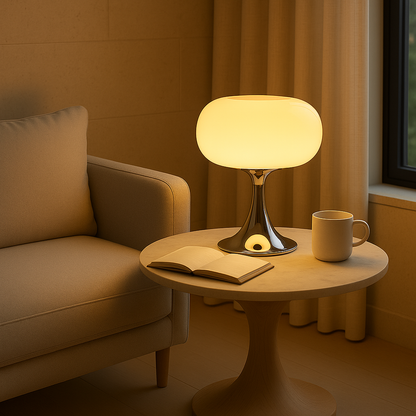 Lampa stołowa RetroGlow Bauhaus ze szkła, ciepłe oświetlenie ambientowe  