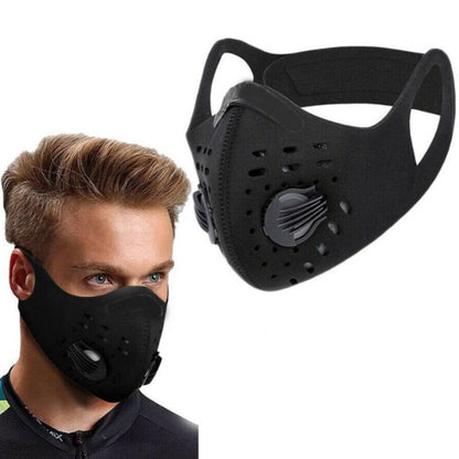 Herbruikbaar gezichtsmasker voor buiten met ventilatieventielen en filter