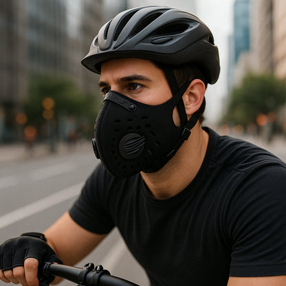 Herbruikbaar gezichtsmasker voor buiten met ventilatieventielen en filter
