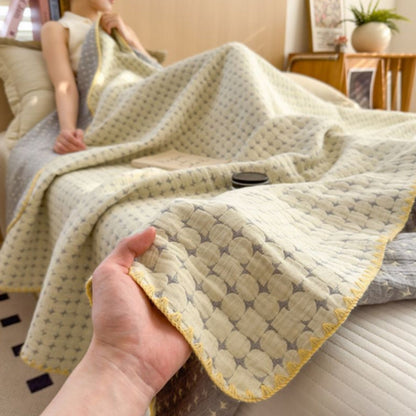 Wendbare Baumwolldecke – Jacquard-Decke aus 100 % Baumwolle mit strukturierter Seersucker-Oberfläche
