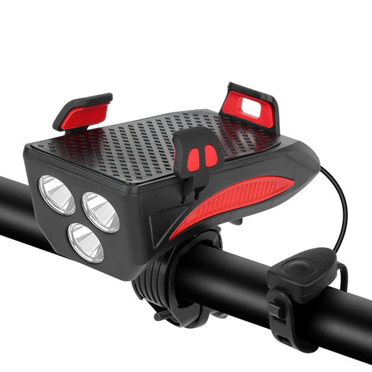 RideLight 4 i 1 Cykellygte med Telefonholder Powerbank og Horn