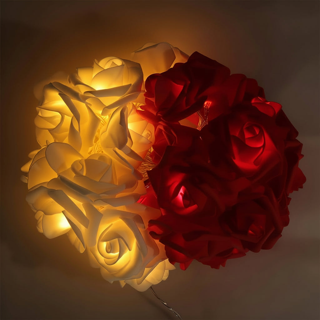 LED-lichtslinger met rozenbloemen, werkt op batterijen, romantische woondecoratie