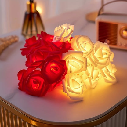 LED-lichtslinger met rozenbloemen, werkt op batterijen, romantische woondecoratie