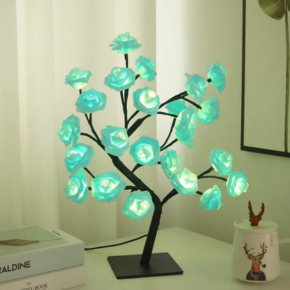Roosvormige ledtafellamp met romantische decoratieve verlichting