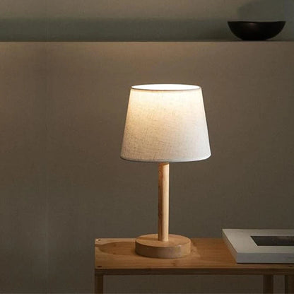 Trådløs LED-bordlampe i træ med varmt stemningslys