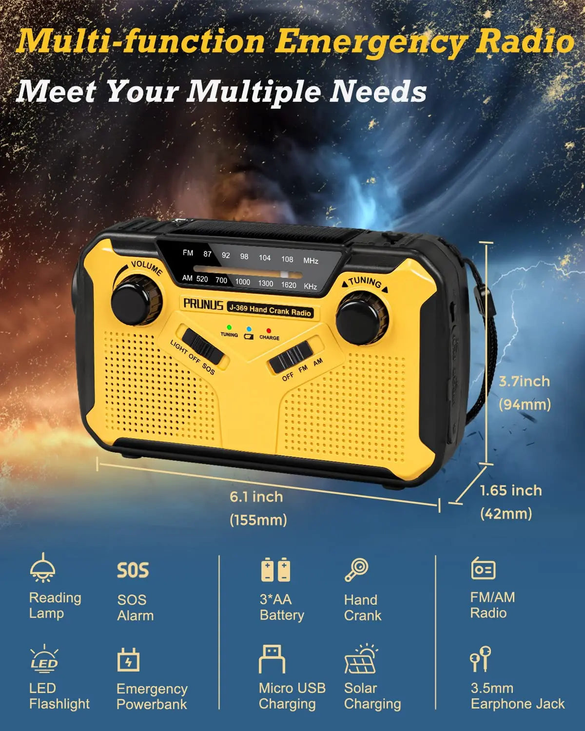 SafeSignal nødradio med lommelygte og powerbank
