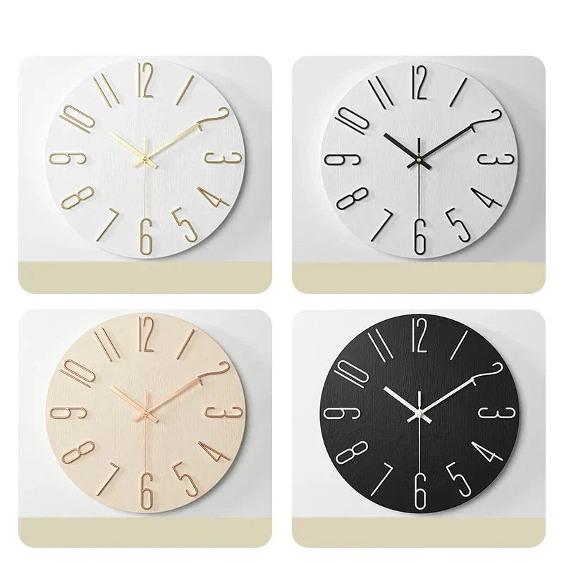 Skandinavisk Træ Vægur Stille Rammefri Minimalistisk Design