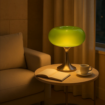 Lampa stołowa RetroGlow Bauhaus ze szkła, ciepłe oświetlenie ambientowe  