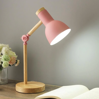 Nordic Wooden Desk Lamp with Adjustable Arm for Modern Ambient Lighting