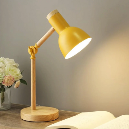 Nordic Wooden Desk Lamp with Adjustable Arm for Modern Ambient Lighting