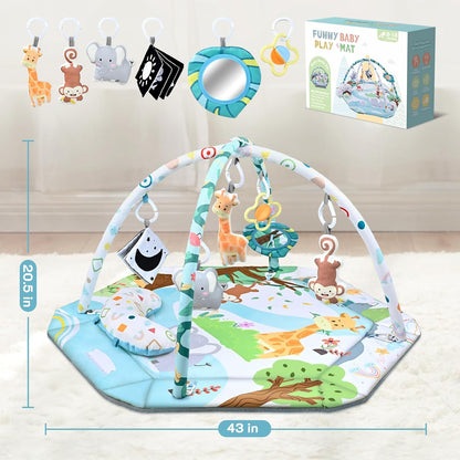 SensoryHaven 8 in 1 Baby Play Mat with Toys for Sensory Development and Early Learning
