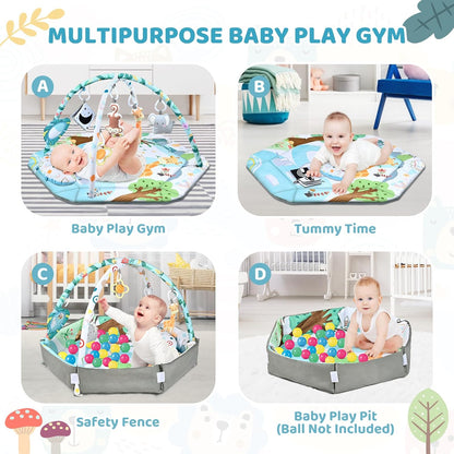 SensoryHaven 8 in 1 Baby Play Mat with Toys for Sensory Development and Early Learning