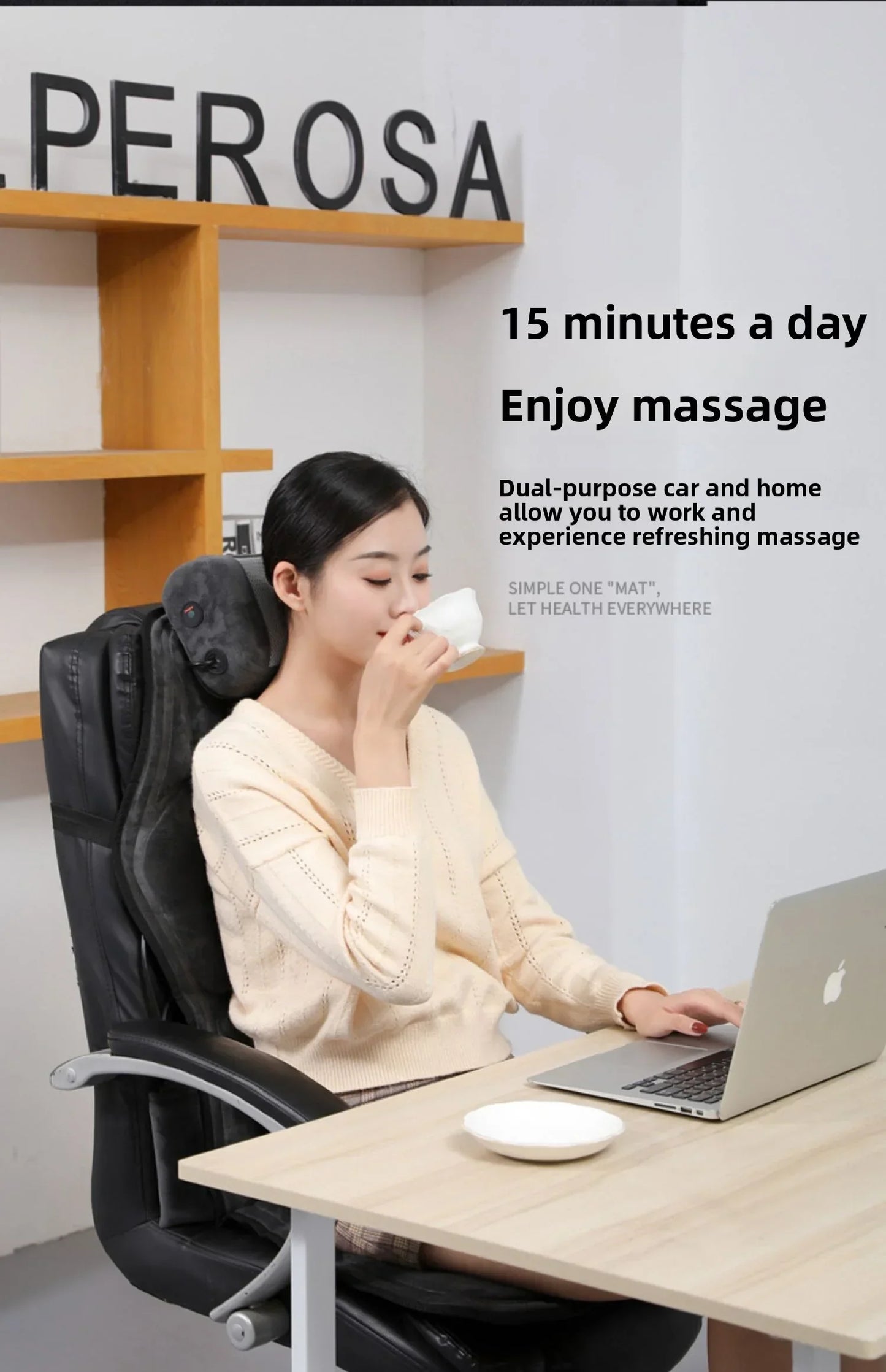 Shiatsu fuldkrops rygmassager med varme og justerbart design
