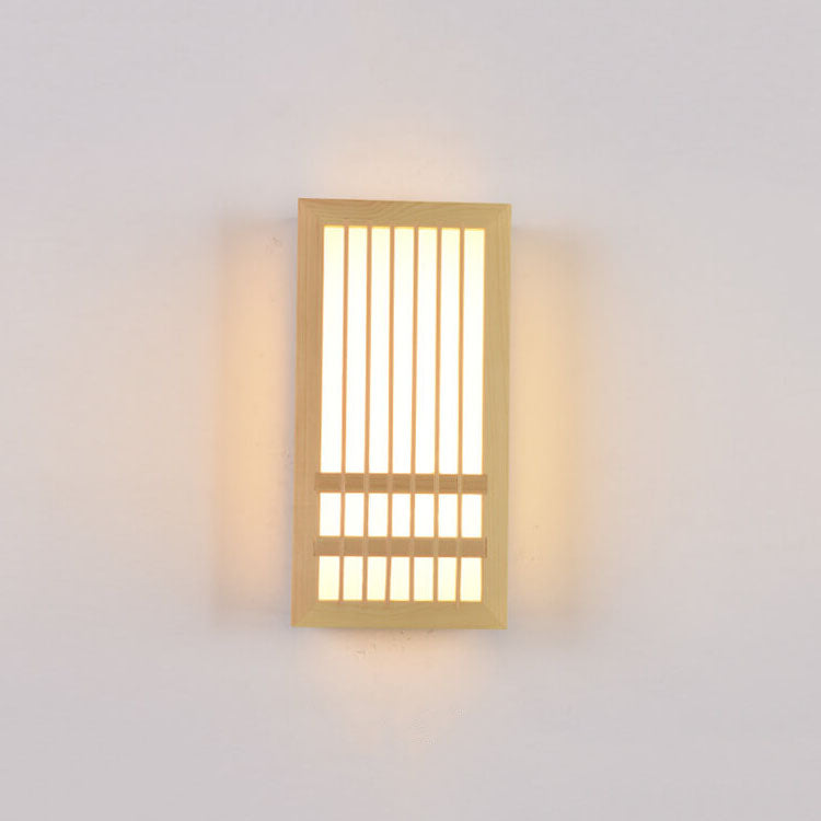 ShizuLight Japanse Houten LED Wandlamp met Warm Sfeervol Licht