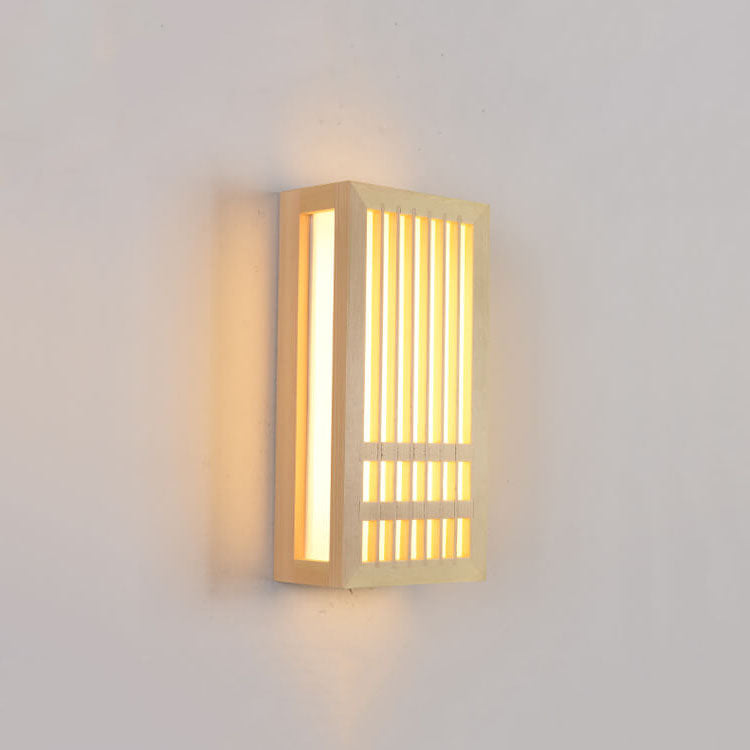 ShizuLight Japanse Houten LED Wandlamp met Warm Sfeervol Licht