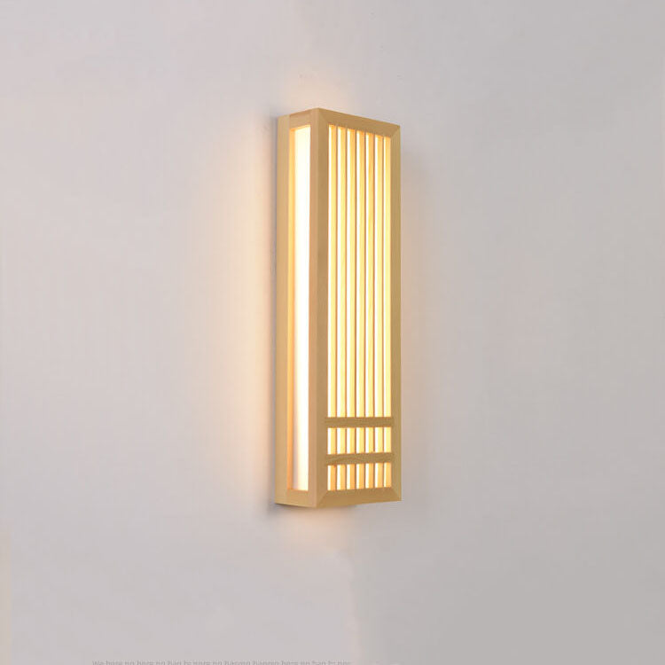 ShizuLight Japanse Houten LED Wandlamp met Warm Sfeervol Licht