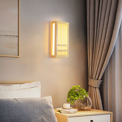 ShizuLight Japanse Houten LED Wandlamp met Warm Sfeervol Licht