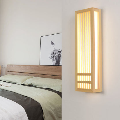 ShizuLight Japanse Houten LED Wandlamp met Warm Sfeervol Licht