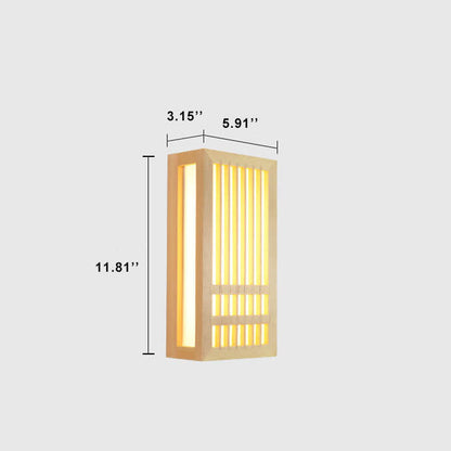 ShizuLight Japanse Houten LED Wandlamp met Warm Sfeervol Licht