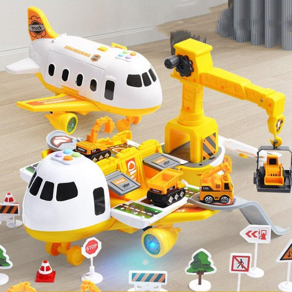 SkyExplorer Flugzeug-Spielset – 20-teiliges Kinderspielzeug mit Baumaschinen