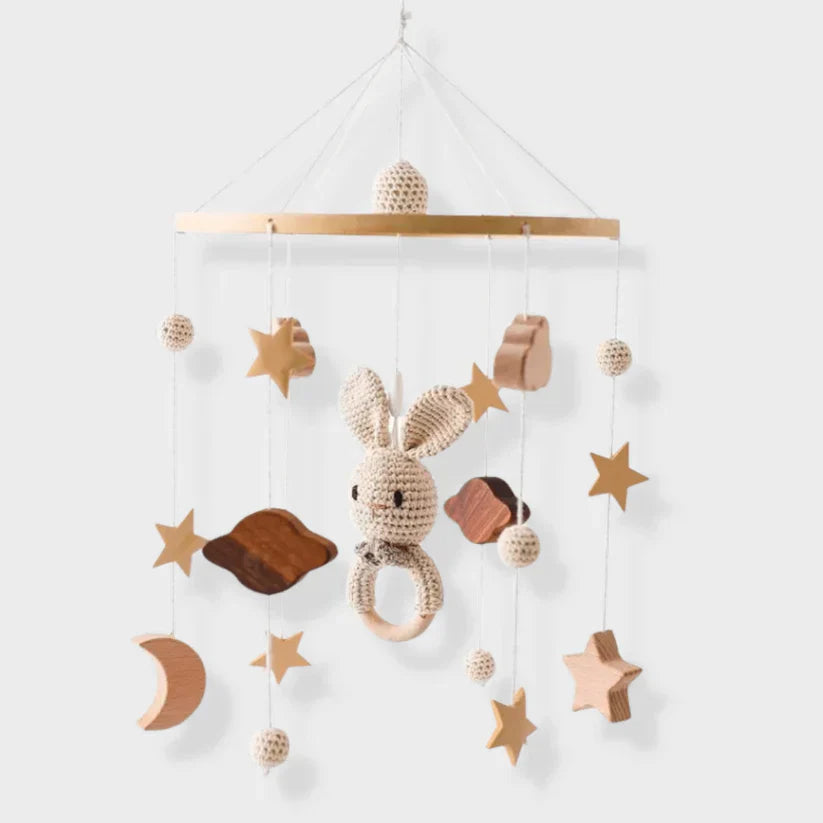 SkyWhirl Wooden Baby Mobile for Calm Nursery Decor