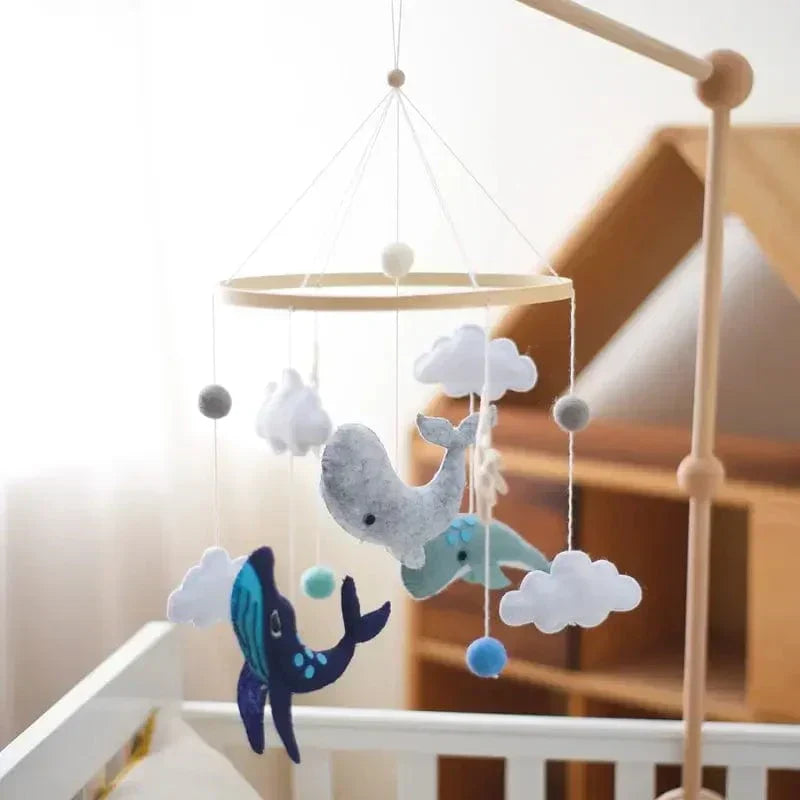 SkyWhirl Wooden Baby Mobile for Calm Nursery Decor