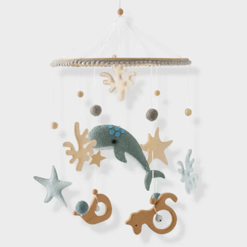 SkyWhirl Wooden Baby Mobile for Calm Nursery Decor
