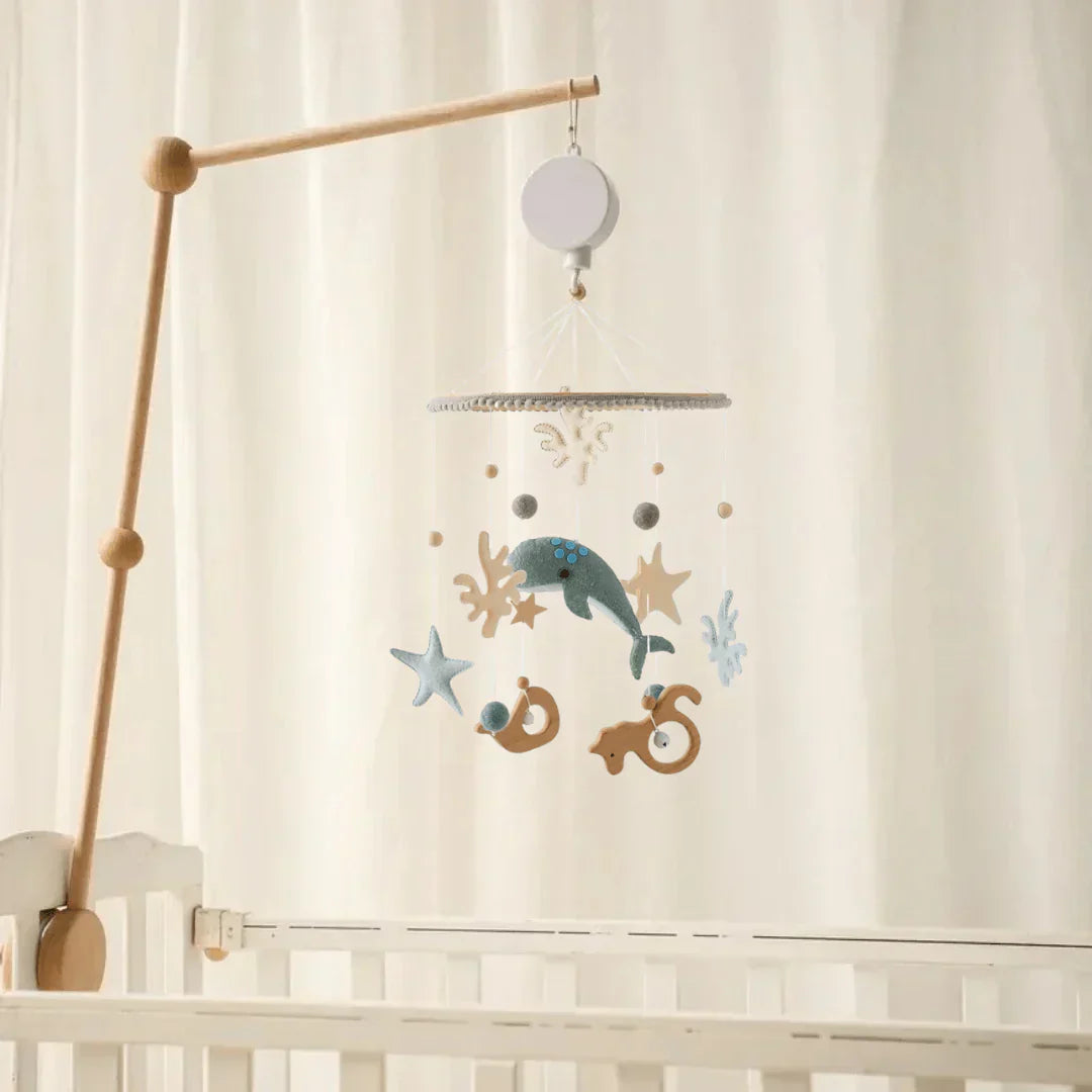 SkyWhirl Wooden Baby Mobile for Calm Nursery Decor