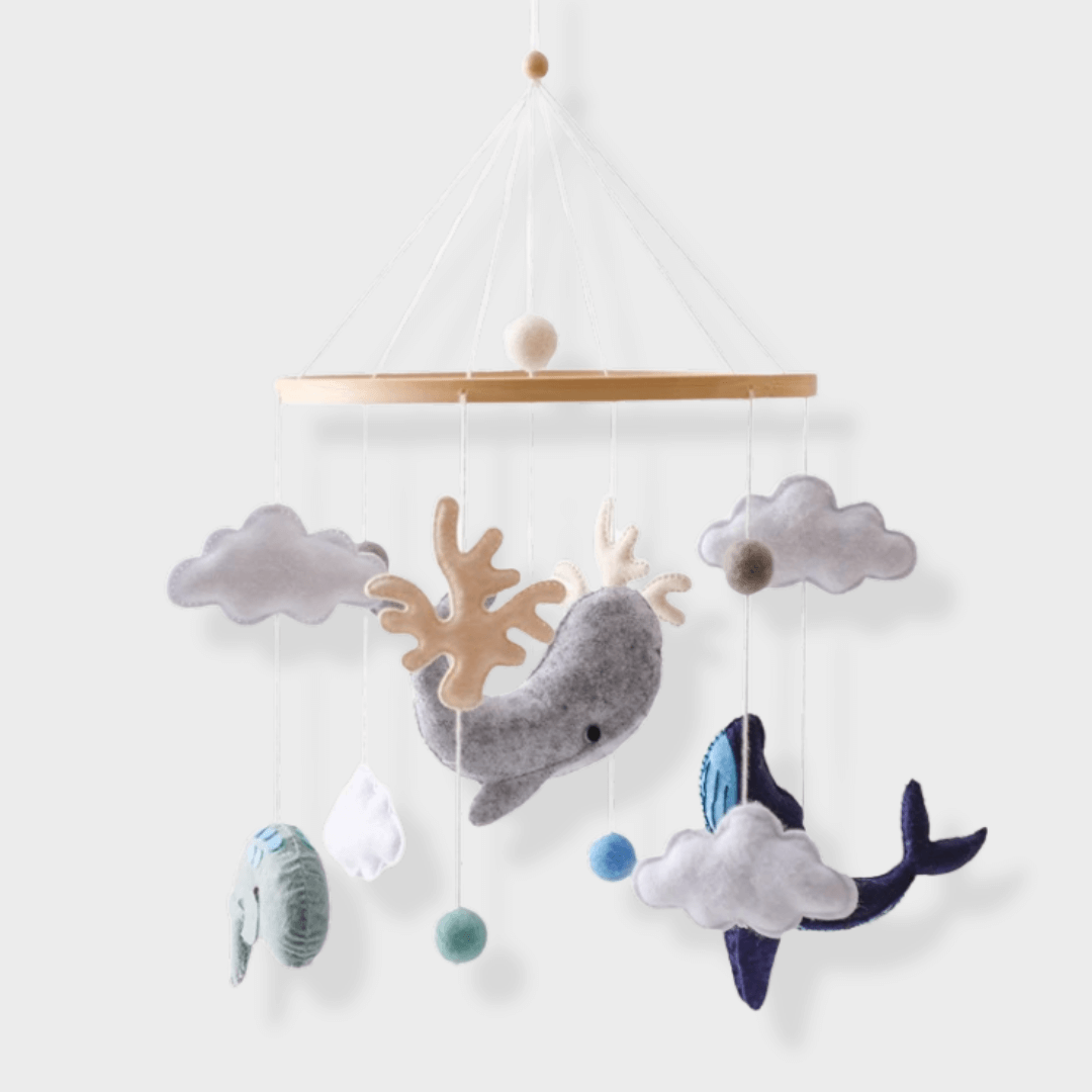 SkyWhirl Wooden Baby Mobile for Calm Nursery Decor