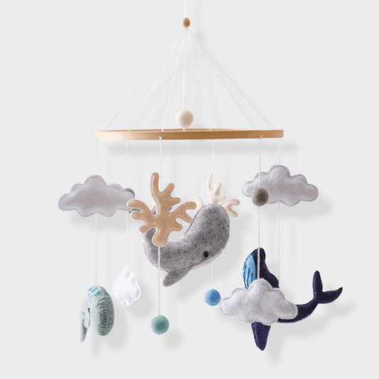 SkyWhirl Wooden Baby Mobile for Calm Nursery Decor