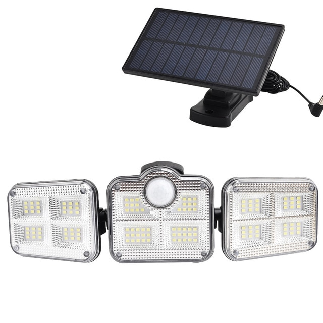Solarny reflektor LED z czujnikiem ruchu 3-głowicowe oświetlenie zewnętrzne
