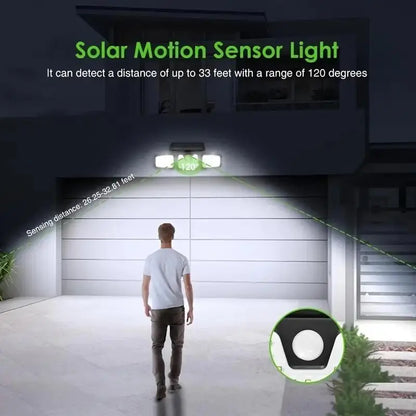 Solarny reflektor LED z czujnikiem ruchu 3-głowicowe oświetlenie zewnętrzne