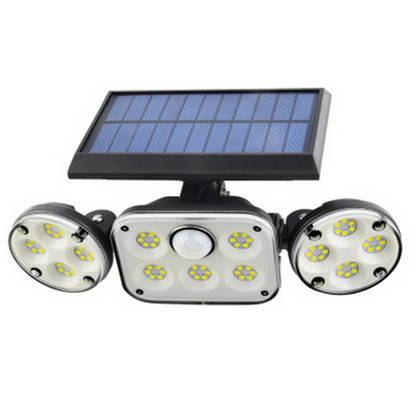 Solarny reflektor LED z czujnikiem ruchu 3-głowicowe oświetlenie zewnętrzne