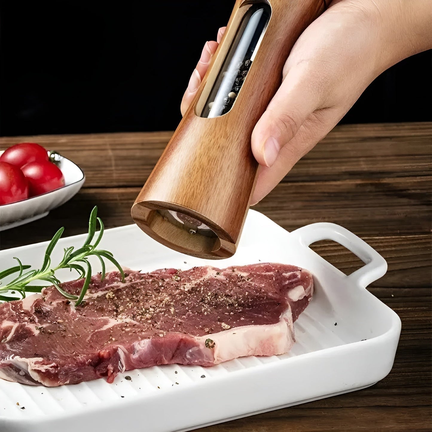 SpiceCraft Salt and Pepper Mill Set – Wooden Adjustable Grinder Set