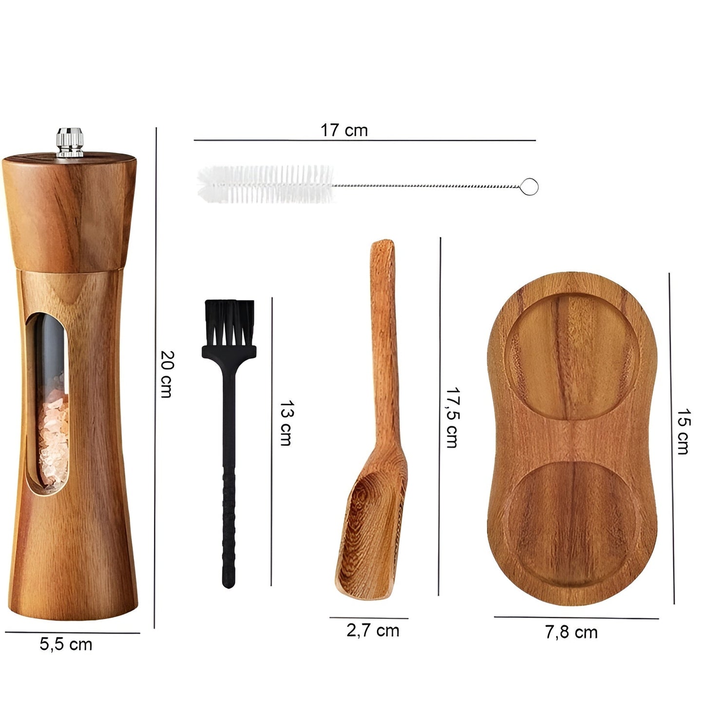 SpiceCraft Salt and Pepper Mill Set – Wooden Adjustable Grinder Set