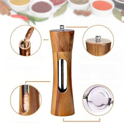 SpiceCraft Salt and Pepper Mill Set – Wooden Adjustable Grinder Set