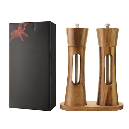 SpiceCraft Salt and Pepper Mill Set – Wooden Adjustable Grinder Set