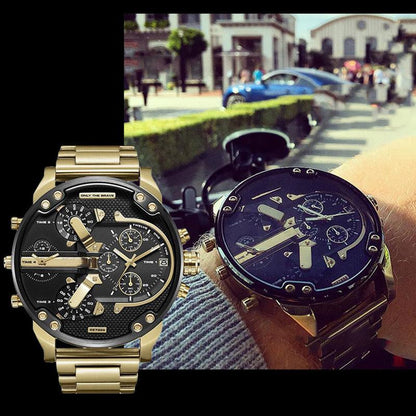 Stainless Steel Chronograph Quartz Watch Elegant Men’s Luxury Timepiece
